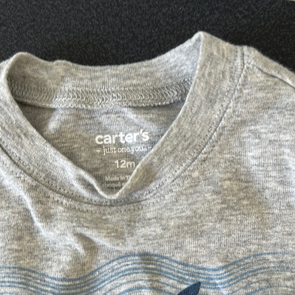 Carter's Heather Gray Shark Graphic Short Sleeve Tee - Picture 2 of 2